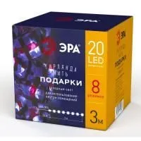 Светодиодная новогодняя гирлянда ЭРА ENIN-3P нить  Подарки  3 м холодный свет