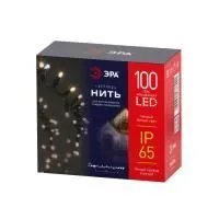 Светодиодная новогодняя гирлянда ЭРА ERAPS-WK10 нить уличная белый каучук 10 м желтая 100 LED